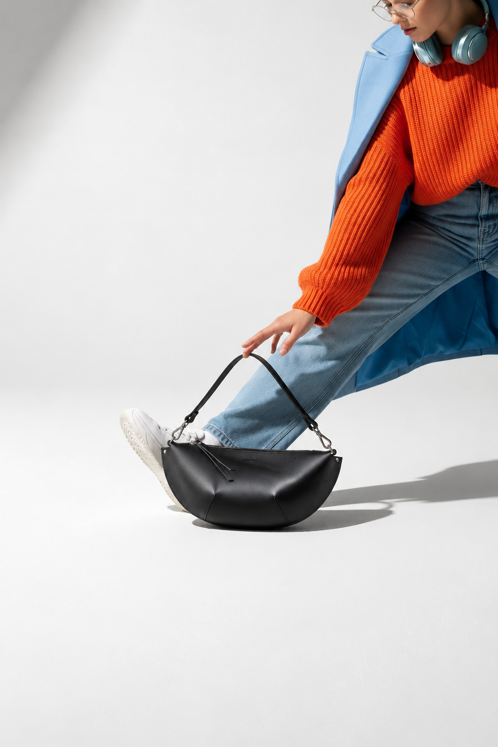 BAG PIXIE Olivia – Black Genuine Leather Shoulder Bag