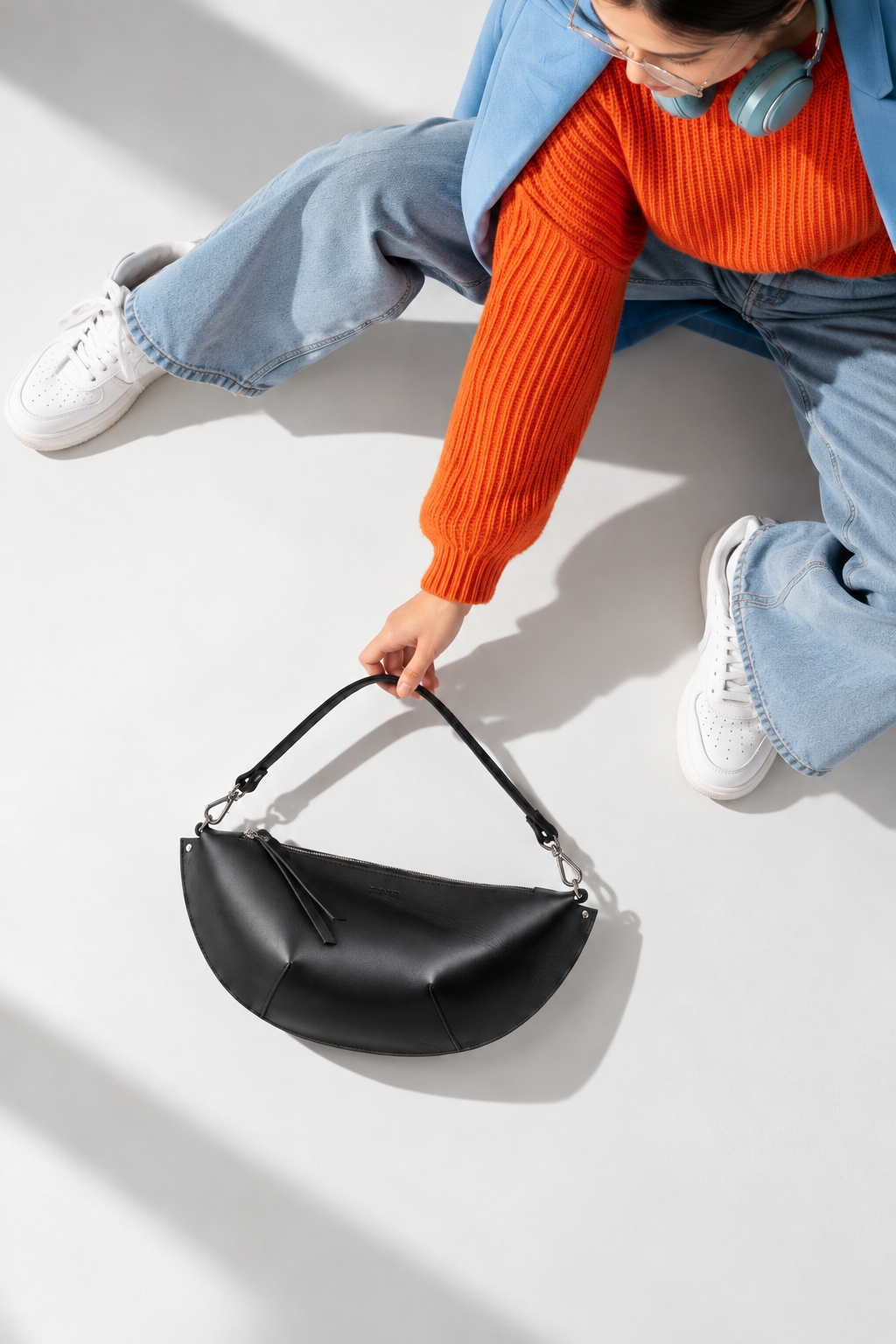 BAG PIXIE Olivia – Black Genuine Leather Shoulder Bag