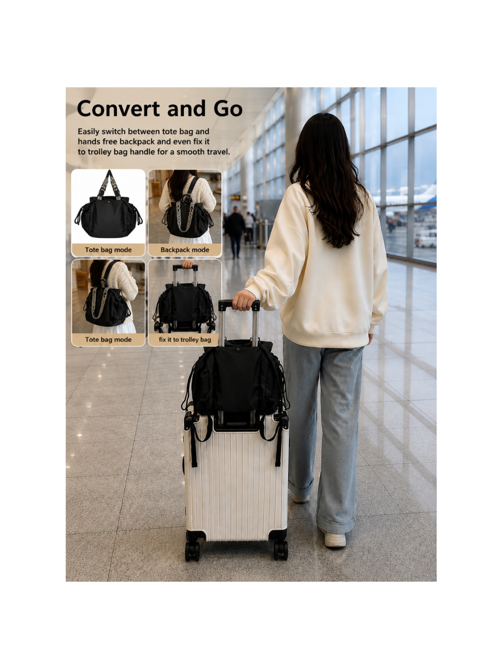 Versatile everyday tote bag/ backpack for women