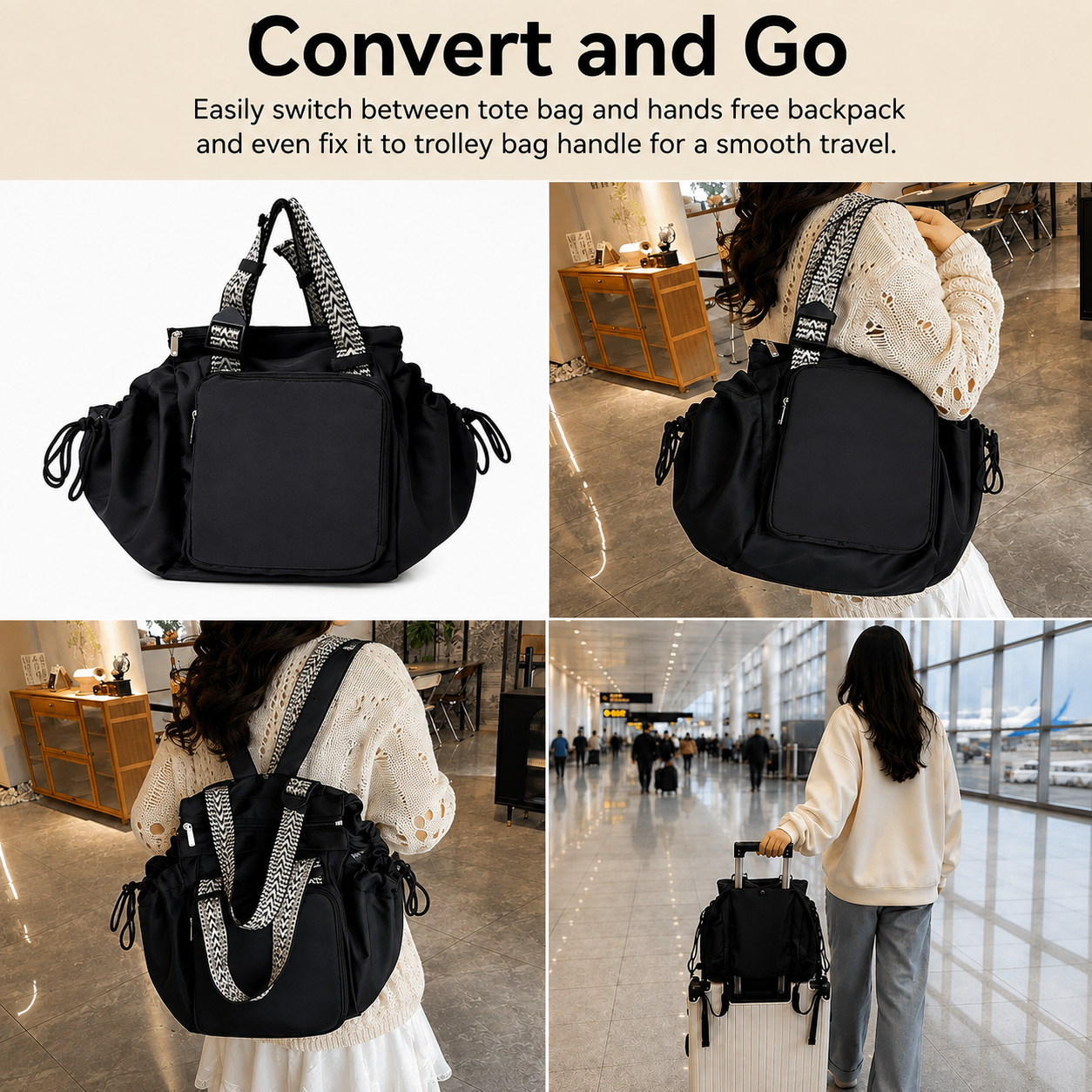 Versatile everyday tote bag/ backpack for women